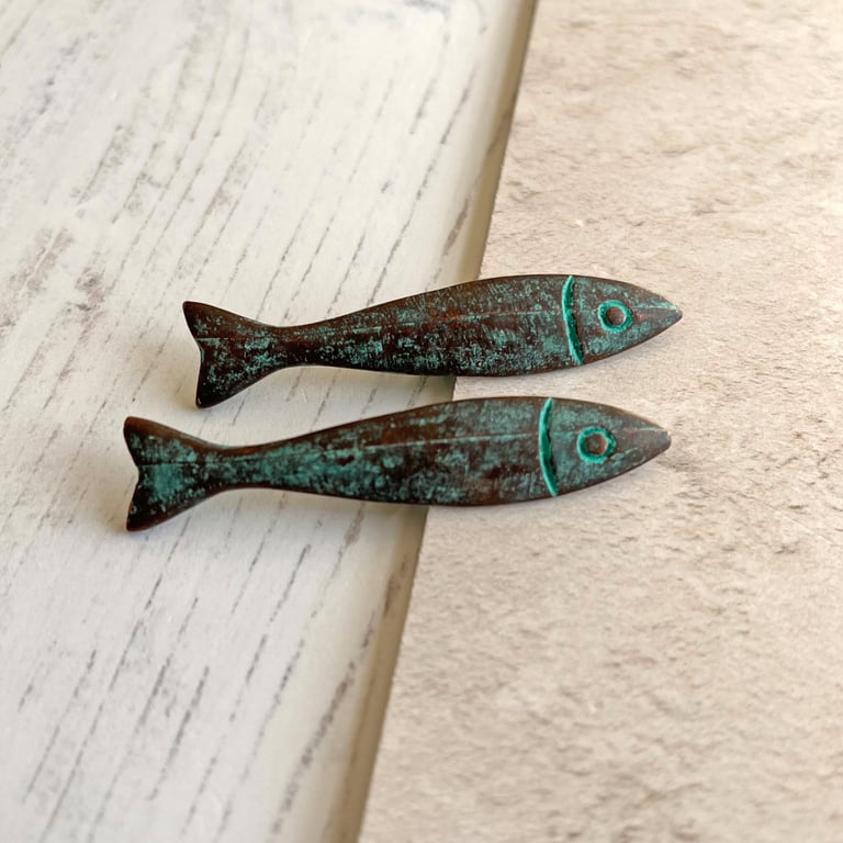 Two large Mykonos Fish pendants, jewellery making supplies, fish gift