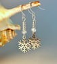 Snowflake Earrings With Sparkly Glass, Christmas Jewellery Gift, Stocking Filler - Image 1