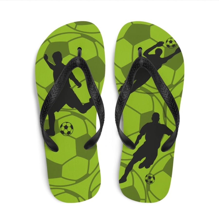 Green Football Unisex Flip Flops
