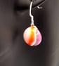 Coral and White Fused Glass Drop Hook Earrings and Pendant Set - Image 10