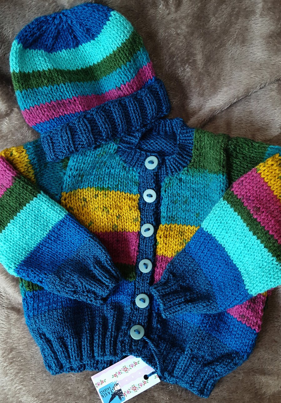 Colourful Handknitted Baby Set