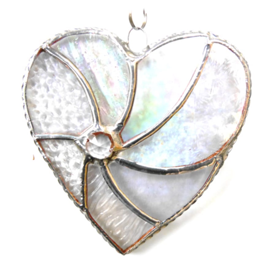 Silver Swirl Heart Stained Glass Suncatcher 107 25th Anniversary