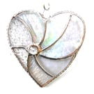 Silver Swirl Heart Stained Glass Suncatcher 107 25th Anniversary