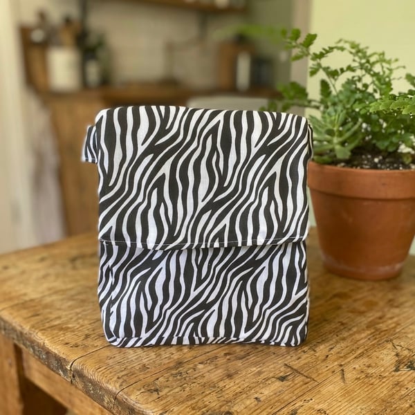 Zebra Print Handmade Insulated Lunch bag 