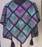 Shawl, Scarf, Wrap, Knitted Handspun, Purple, Pink, Blue, Green, Merino Wool - Image 1