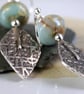 Silver Earrings with Rune Stone Fragments - Viking Relics with Seagreen Jasper - Image 4