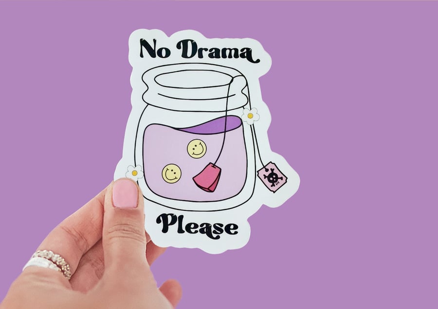 No Drama Please Sticker Journal Sticker Notebook Sticker Coffee Lover Sticker La