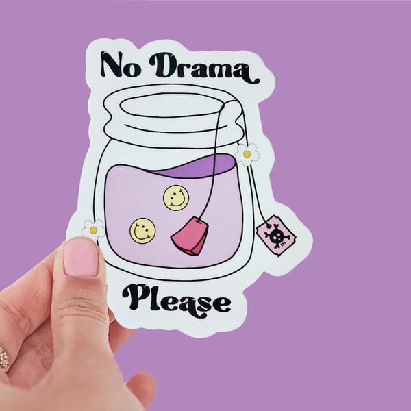 No Drama Please Sticker Journal Sticker Notebook Sticker Coffee Lover Sticker La