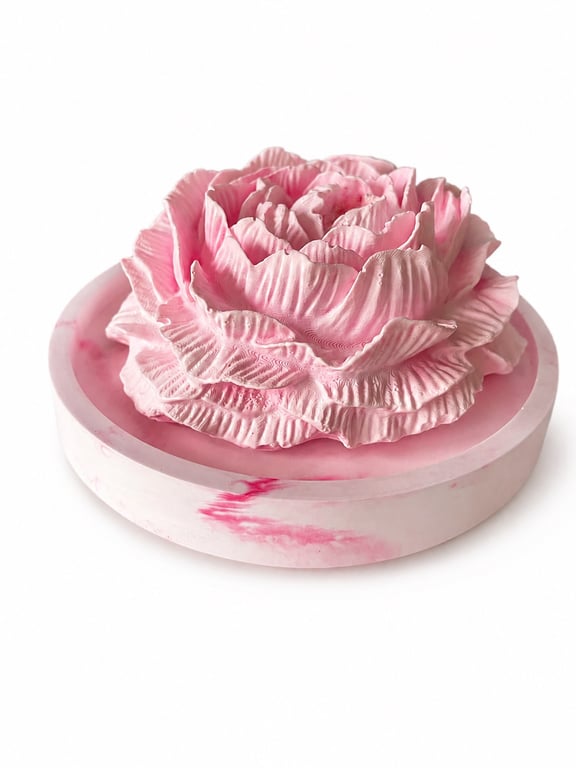 Scented peony ornament on coaster - aroma stone passive diffuser 