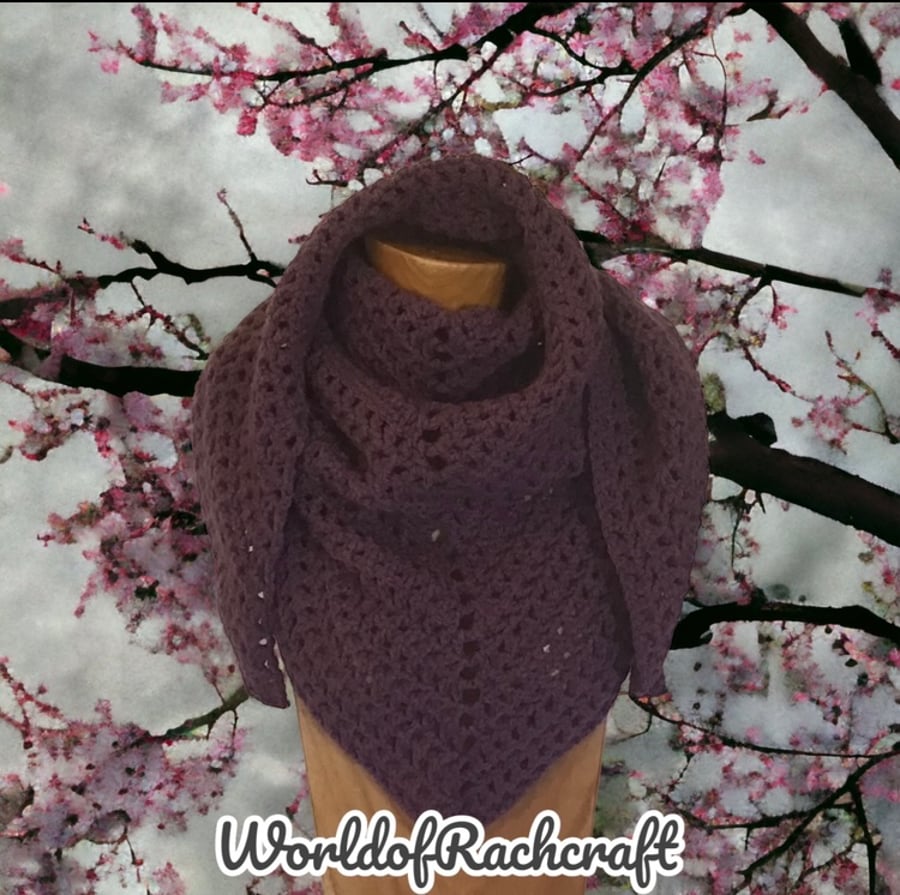 Purple triangular neck scarf