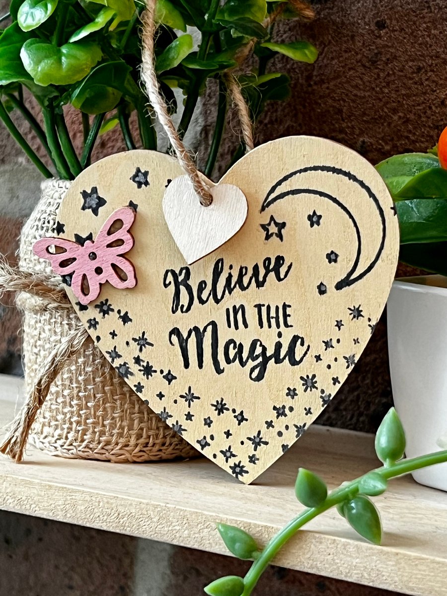 Wooden Hanging Decoration - Fairies ‘Believe in the Magic’