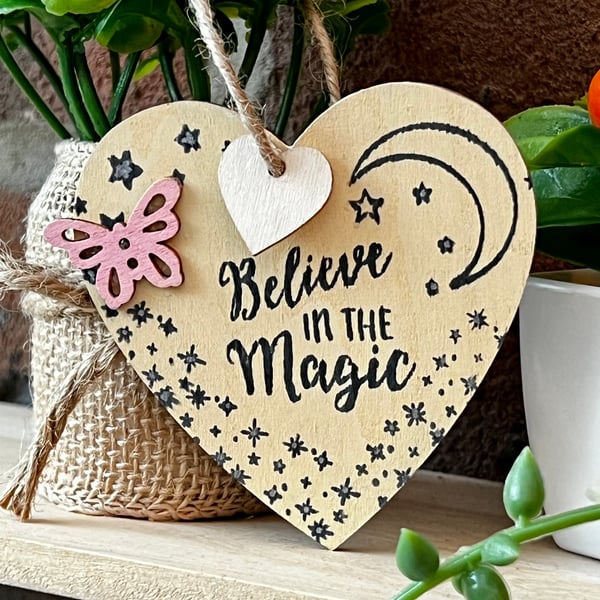 ‘Believe in the Magic’ Wooden Hanging Decoration