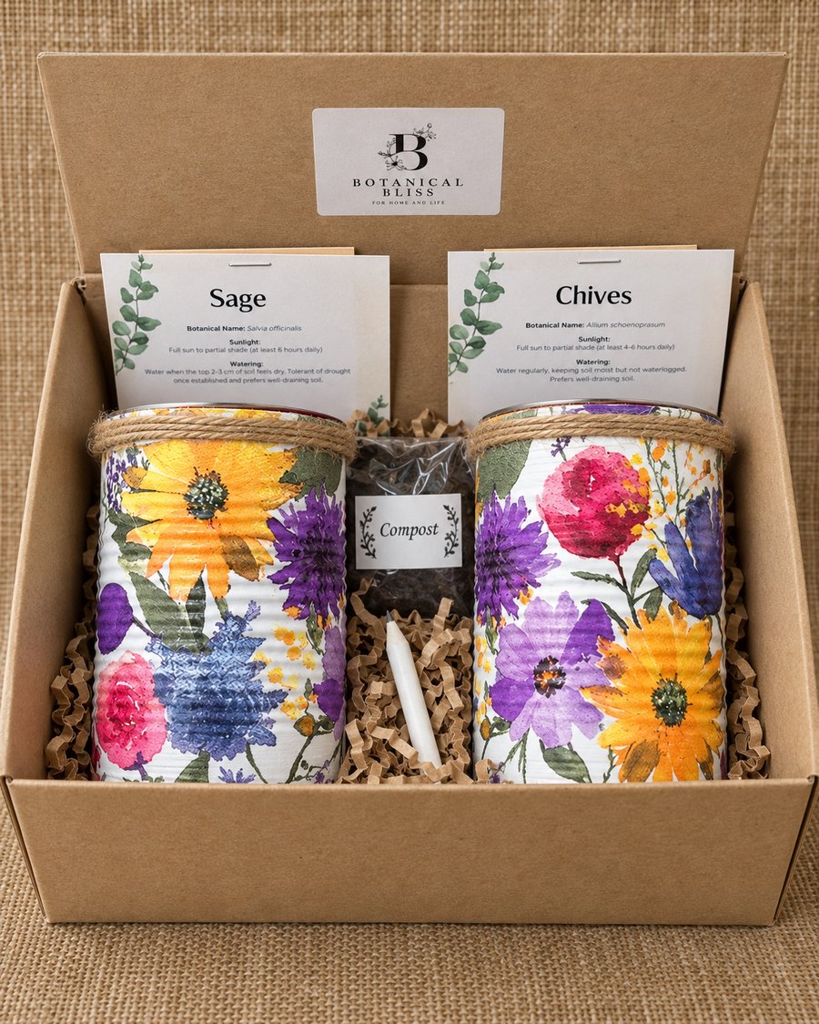 Summer meadow floral grow your own herb gift set 