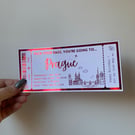 Prague Boarding Pass, Any Personalised Holiday Foil Gift Ticket Voucher