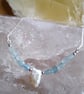 Natural Aquamarine And Freshwater Keshi Pearl Sterling Silver Slider Bracelet - Image 3
