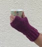 FINGERLESS MITTS , gloves '  Valley Tweed '. Merino Wool blend. Purple . - Image 3