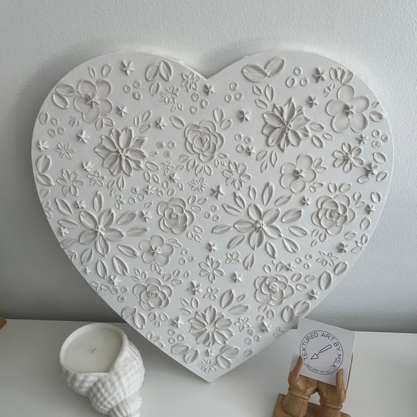 Original Textured Artwork on Heart-Shaped Canvas minimalistic home decor 