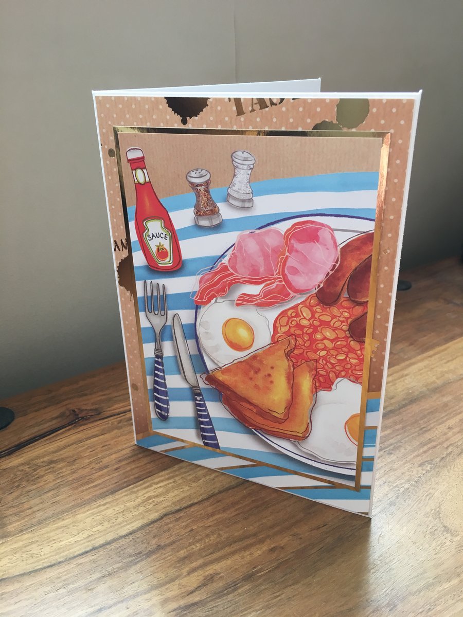 Handmade Card - Full English Breakfast - Blank Inside