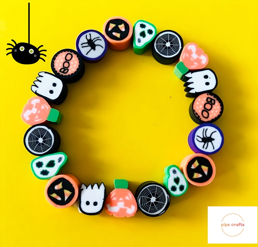 Fun Halloween Spooky Bead Stretchy Bracelet, Quirky Jewellery, Gift Idea