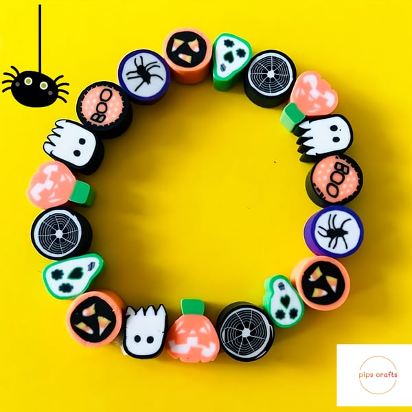 Fun Halloween Spooky Bead Stretchy Bracelet, Quirky Jewellery, Gift Idea