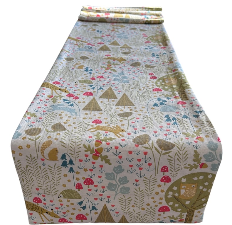 Woodland Animals Table Runner 1m x 30cm Gift Idea