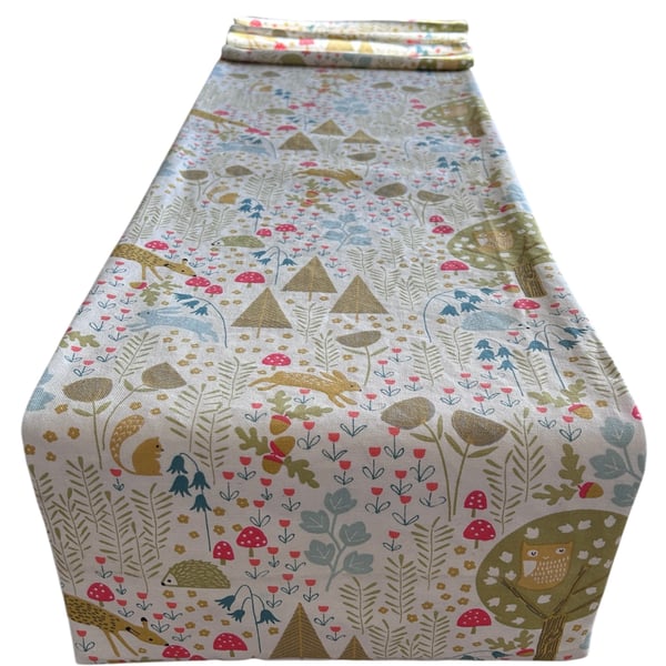 Woodland Animals Table Runner 1m x 30cm Gift Idea