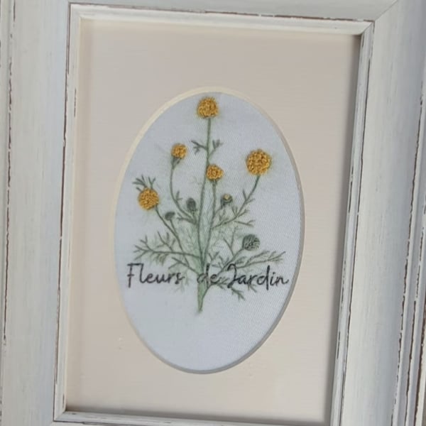 Embroidered Picture -  Golden Yarrow Flowers