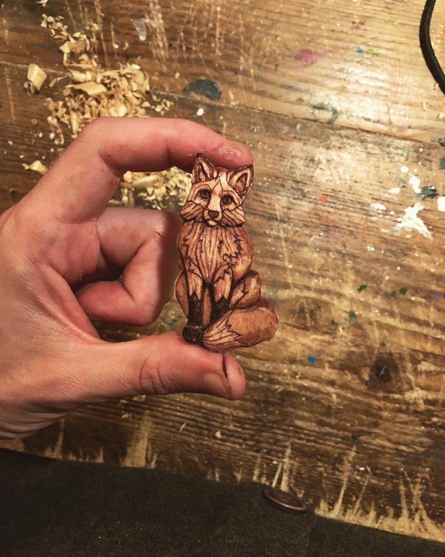 Hand Carved Fox Pendant