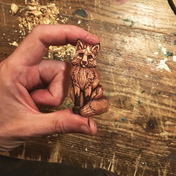 Hand Carved Fox Pendant