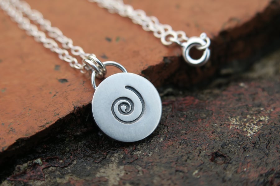 Spiral Pendant Necklace, Sterling Silver Circle Necklace, Birthday Gifts