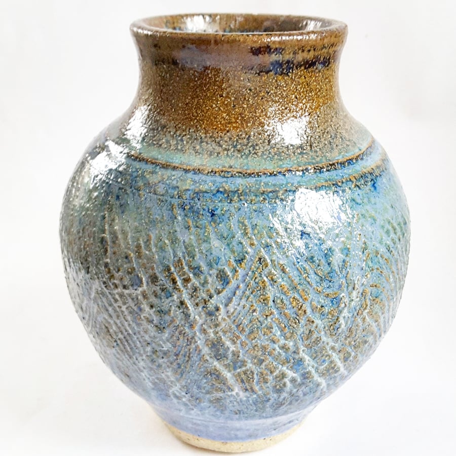 Ceramic Vase in Blue Glazes