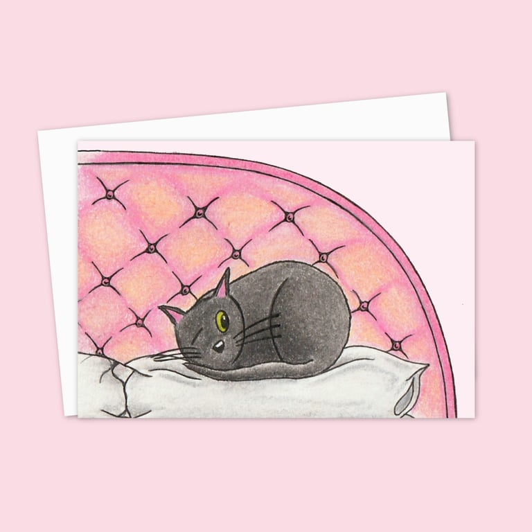 Sleepy Kitten Greeting Card: Cat Lover Birthday Card (110)