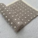 Neutral Crochet Bobble Baby Blanket - Handmade Beige & Cream Nursery Blanket 