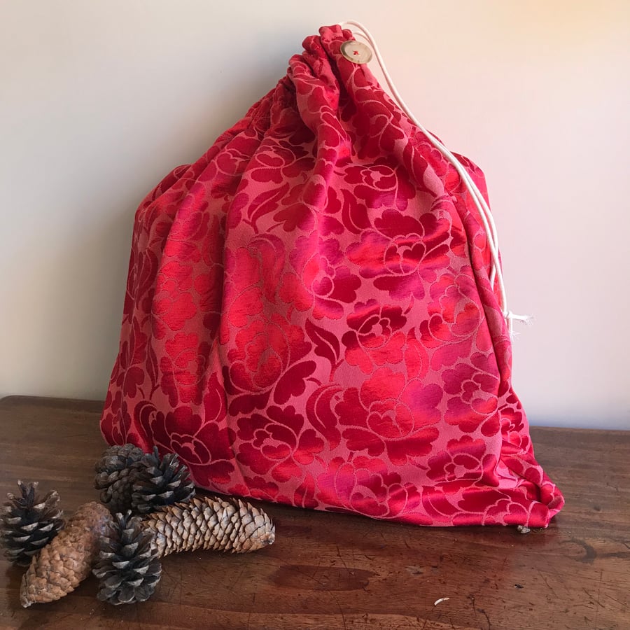 SALE Vintage Fabric Christmas Sack