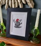 Kickin' Chicken - original handmade linocut bird art print