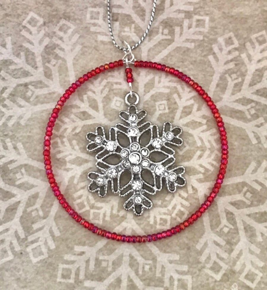 Beaded Snowflake Christmas Decoration