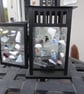 Small Fused Glass Random Blob Lantern.  Black Metal Frame - Image 1