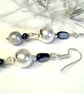 Freshwater Pearl, Shell Pearls & Heamotite Dangle Earrings Silver Plated - Image 6