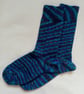 Hand-cranked Knitted Ribbed Wool Socks Size 6 to 7 - Image 2