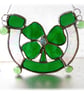 Good Luck Horseshoe Clover Shamrock Stained Glass Suncatcher 003