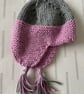Grey and Heather ear flap hat with tassels - Image 1