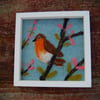 Robin  in the Snow -  Needle felted  picture - 