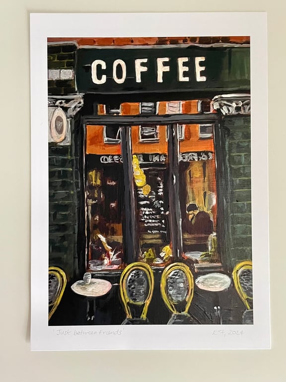 Coffee 'Just between Friends' art print A5 (A4 size also available)