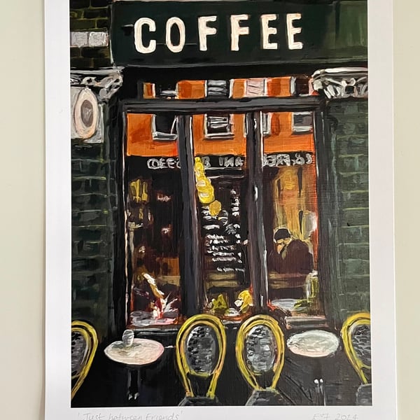 Coffee 'Just between Friends' art print A5 (A4 size also available)