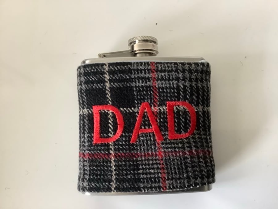 Grey Tartan Dad  6 oz Hip flask , Ideal Father’s Day gift,
