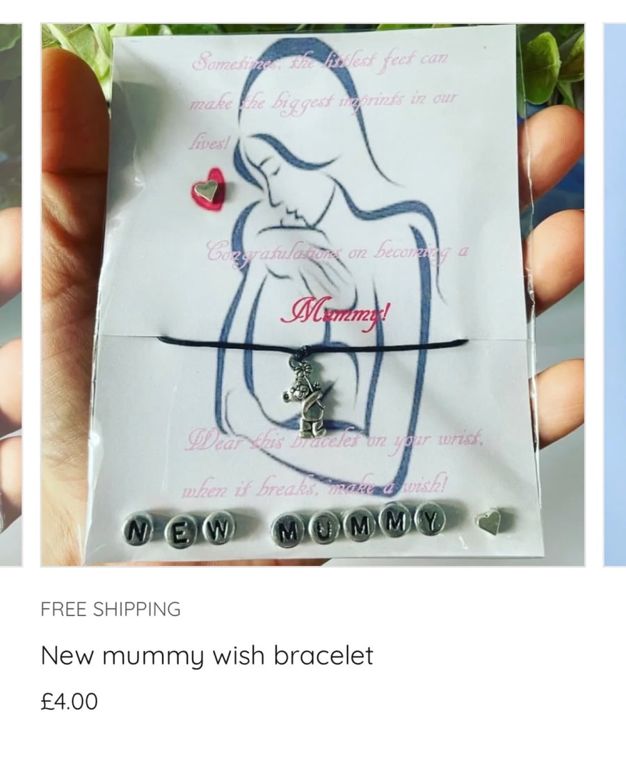 New mummy sentimental gift wish bracelet for new mum 
