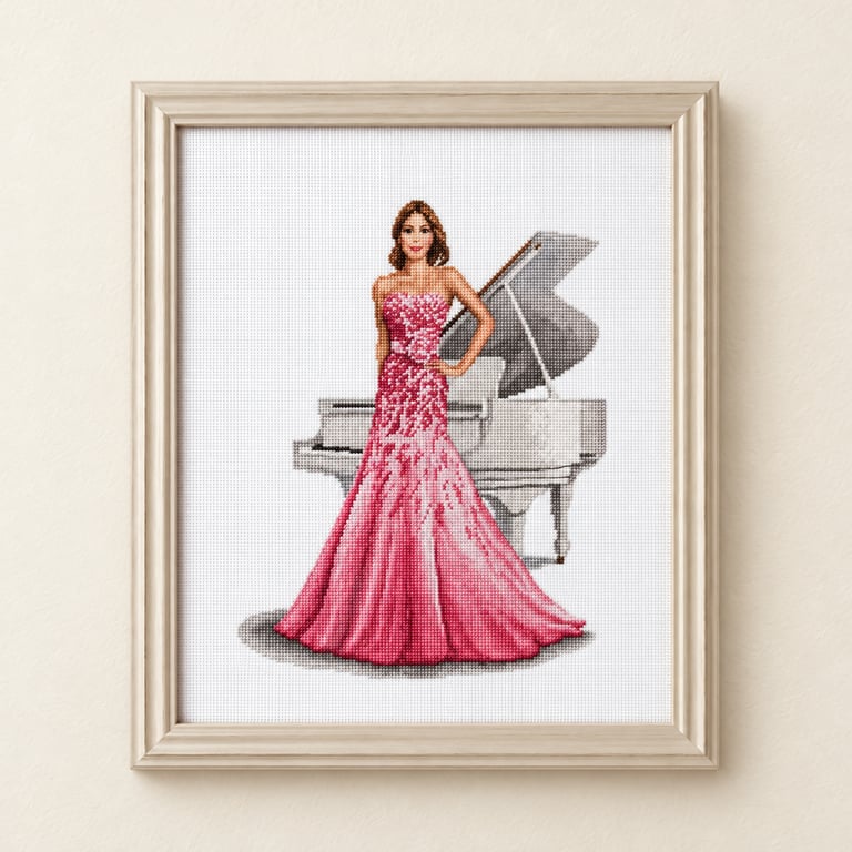 Complete Framed Cross Stitch – Rose from a design by John Clayton 