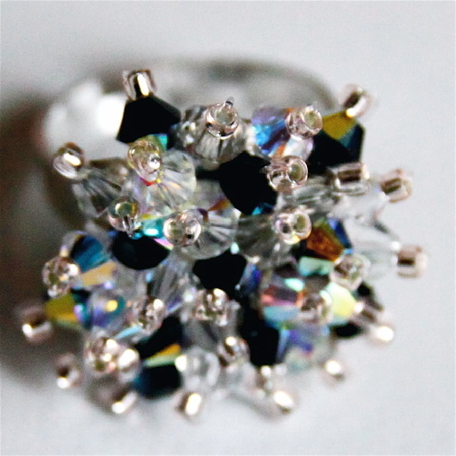 Swarovski Crystal Bead Adjustable Ring UK Fre Folksy