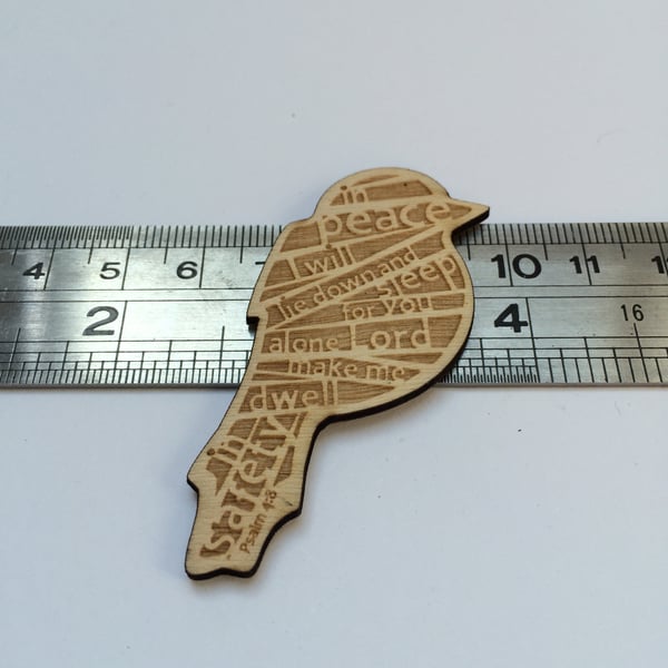 'Laser Tweet' brooch - Psalm 4:8