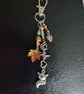 Autumnal beaded bag charm with pine cone, leaf and fox charms 
